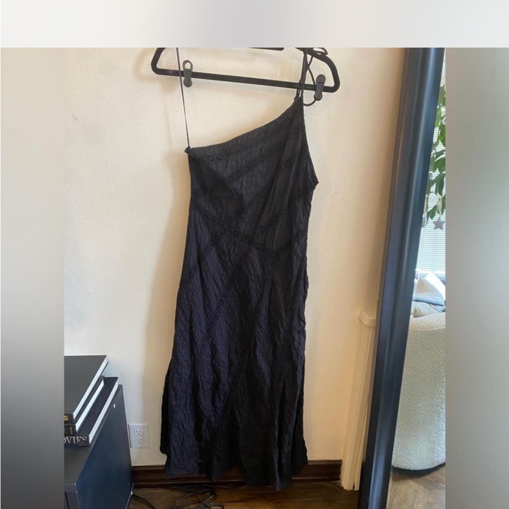 Free people black one shoulder maxi dress